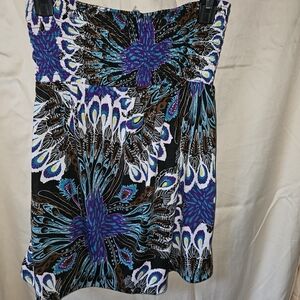 Women’s Strapless Tank Top - Black & Purple Floral Print